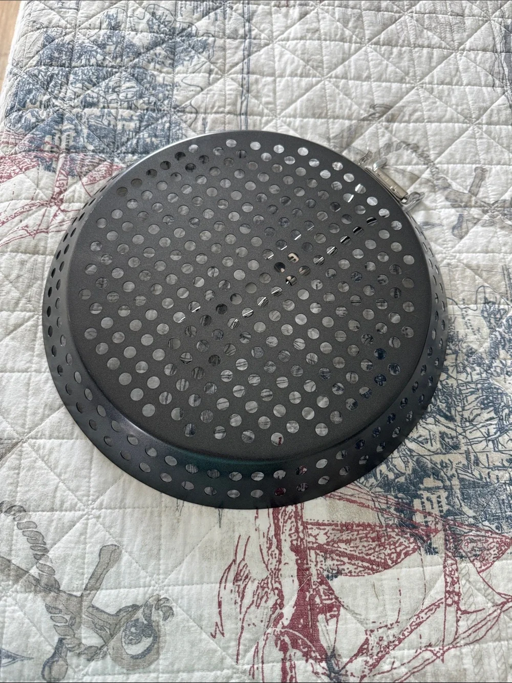 Black Perforated 12” Non-Stick Grill Pan with collapsible Handle
